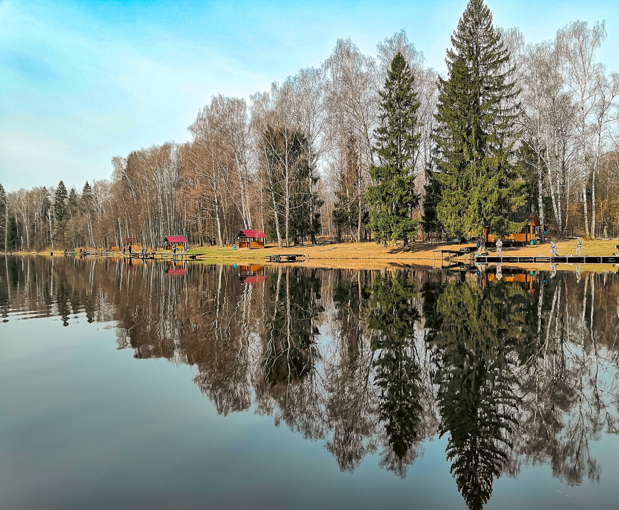 Still lake with reflections
