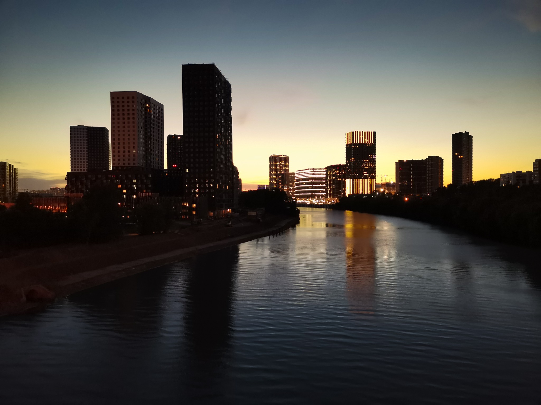 City skyline at dusk